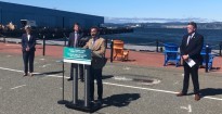 Federal Transport Minister Omar Alghabra makes an announcement about the end of a prohibition on cruise ships in Canadian waters on Thursday