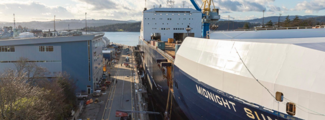 Taken at the Esquimalt Graving Dock, owned and operated by the Government of Canada.Photo via Seaspan, Heath Moffatt.